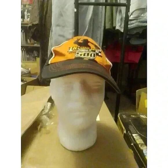 Vintage Indiana Jones Indianapolis 500 Race Black Orange Baseball Cap Snapback - Picture 1 of 5
